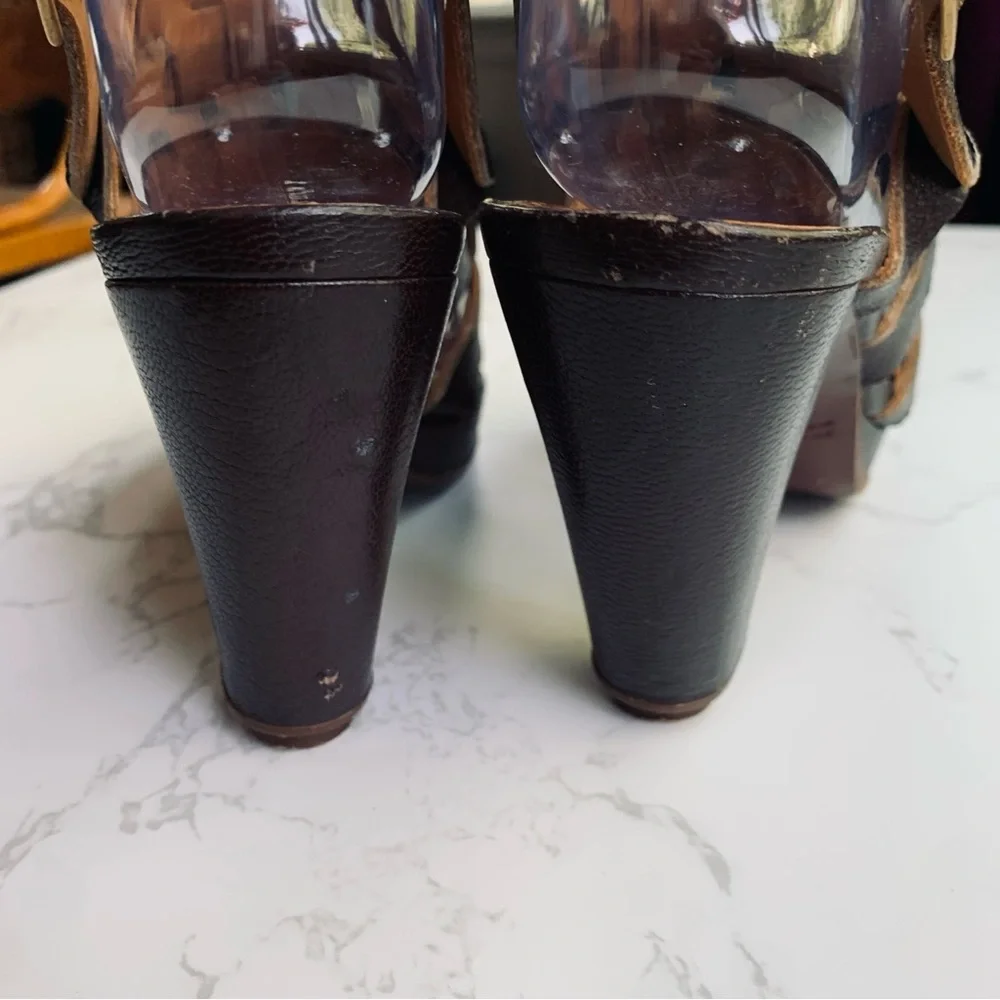 Chie Mihara Woven Suave Leather Slingback Sandals Open Toe Heels | Size 37.5 - Picture 6 of 14